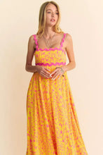 Davi & Dani Geo 2 Tone Printed Wavi Trim Tiered Maxi Dress Casual Dresses