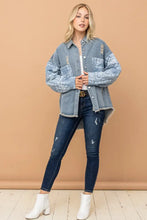 And The Why Full Size Paisley Print Quilted Sleeves Denim Jacket Woman Outerwear