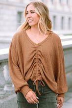 Drawstring Ruched V-Neck Blouse Woman Blouses