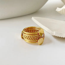 18K Gold-Plated Stainless Steel Wide Band Ring
