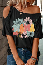 MAMA One Shoulder Half Sleeve T-Shirt Black