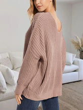 V-Neck Batwing Dropped Shoulder Sweater Sweater Pullovers