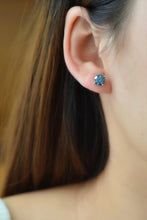2 Carat Moissanite Four-Prong Platinum-Plated Earrings Blue One Size