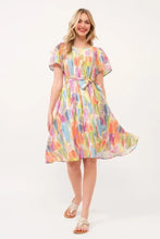 Lime 'N' Chili Watercolor Print Tie Front Midi Dress ORANGE COMBO Casual Dresses