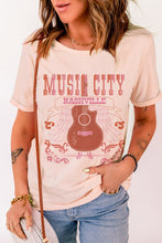MUSIC CITY Cuffed Short Sleeve Tee Peach