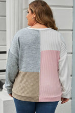 Plus Size Long Sleeve Color Block Top Woman Blouses