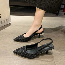 Point Toe Kitten Heel Slingback Pumps Black