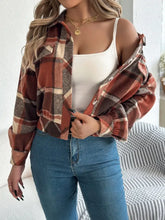 Plaid Button Up Long Sleeve Jacket Woman Outerwear