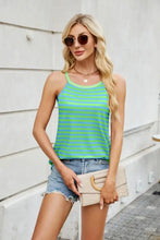 Contrast Striped Round Neck Cami Tanks & Camis