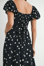 MABLE Polka Dot Puff Sleeve Midi Dress Casual Dresses