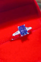1 Carat Moissanite Platinum-Plated Rectangle Ring in Blue Rings