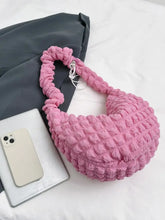 Drawstring Strap Bubble Textured Shoulder Bag Hot Pink One Size Shoulder Bags