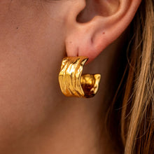 18K Gold-Plated Textured Chunky Hoop Earrings Gold One Size