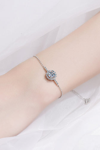 1 Carat Moissanite Chain Bracelet Silver One Size
