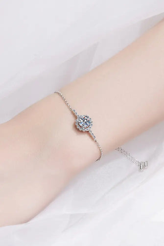 1 Carat Moissanite Chain Bracelet Silver One Size Necklaces