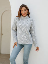 Heart Mock Neck Sweater Light Gray