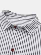 Men's Plus Size Striped Short Sleeve Button-Down Shirt