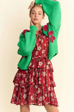 Davi & Dani Floral Applique Open Front Drop Shoulder Cardigan Woman Outerwear