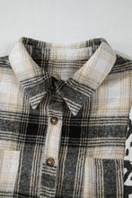 Plus Size Leopard Plaid Button Up Long Sleeve Shacket Woman Outerwear