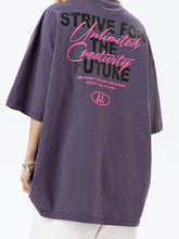 Men's Plus Size Letter Graphic Round Neck Half Sleeve T-Shirt Mauve