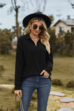 Collared Neck Cable-Knit Long Sleeve Blouse Woman Blouses