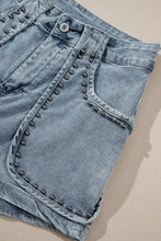 Studded Acid Wash Denim Shorts Denim Shorts