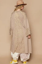POL Flower Lace Trim Open Front Longline Cardigan Woman Outerwear