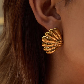 18K Gold-Plated Shell Stud Earrings Gold One Size