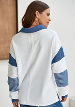 Color Block Johnny Collar Long Sleeve Sweatshirt Woman Sweatshirts