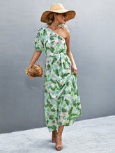Printed Tie Waist One Shoulder Maxi Dress Woman Maxi Dress