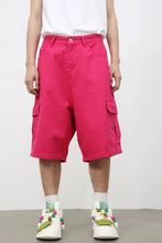 Men's Mid Rise Denim Shorts with Cargo Pockets Strawberry