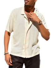 Men's Full Size Openwork Button Down Collared Neck Shirt Plus Size Mens Tops