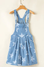 Star Print Square Neck Denim Overalls Denim Overalls