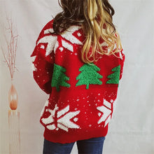 Snowflake Round Neck Long Sleeve Sweater Sweater Pullovers