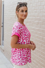 Leopard Two-Tone Round Neck Tee Woman T Shirts