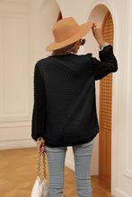 Swiss Dot Contrast V-Neck Blouse Woman Blouses