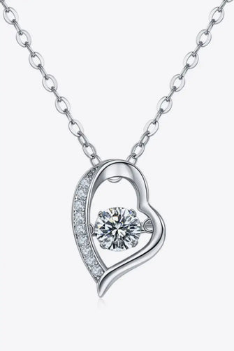 925 Sterling Silver Moissanite Pendant Necklace Silver One Size Necklaces