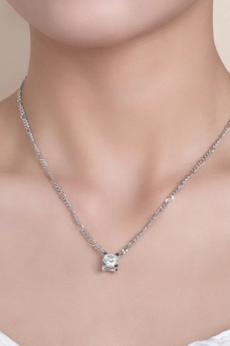 2 Carat Moissanite 925 Sterling Silver Pendant Necklace Silver One Size