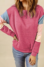 Color Block Round Neck Long Sleeve Sweatshirt Woman Sweatshirts