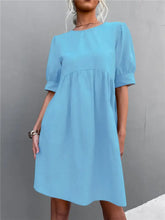 Round Neck Puff Sleeve Mini Dress Casual Dresses