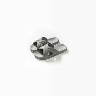 Open Toe Platform Slippers Gray Woman Slippers