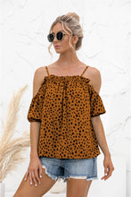 Printed Cold-Shoulder Frill Trim Blouse Yellow Woman Blouses