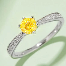 Moissanite 925 Sterling Silver Ring Yellow Fine Jewelry