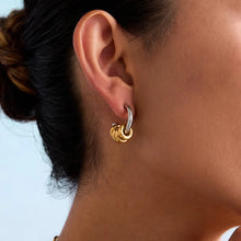 Stainless Steel Two-Tone Hoop Earrings