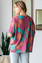 HOPELY Full Size Floral Round Neck Side Slit T-Shirt Woman T Shirts