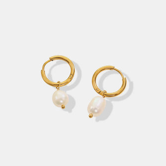 Gold-Plated Titanium Steel Pearl Earrings Gold One Size
