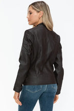 Snobbish Faux Leather Biker Jacket with Side Zip Pockets Woman Outerwear