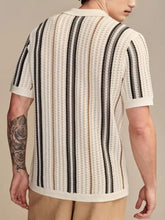 Men's Plus Size Striped Collared Neck Short Sleeve Shirt Mens Tops