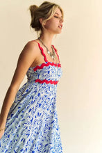 Davi & Dani Geo 2 Tone Printed Wavi Trim Tiered Maxi Dress Casual Dresses