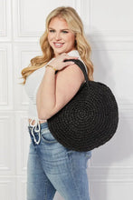 Justin Taylor Beach Date Straw Rattan Handbag in Black Handbags